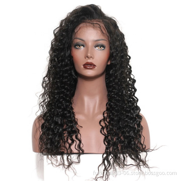 Hand Tied To Swiss Lace Deep Wave Virgin Bohemian Human Hair 360 Frontal Lace Wigs